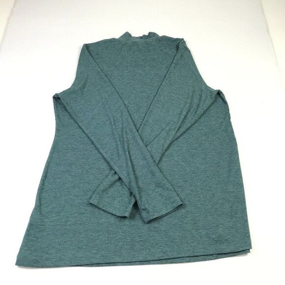 LOGO Lori Goldstein Womens Mock Neck Knit Top Green Long Sleeve Shirt L Large - Picture 10 of 11
